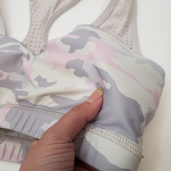 Small ABS2B White Gray Pink Camo Print Padded Sports Bra - Picture 7 of 7